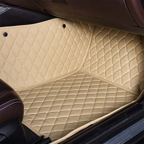 Beige Diamond Stitching Custom  Car Floor Mats Set