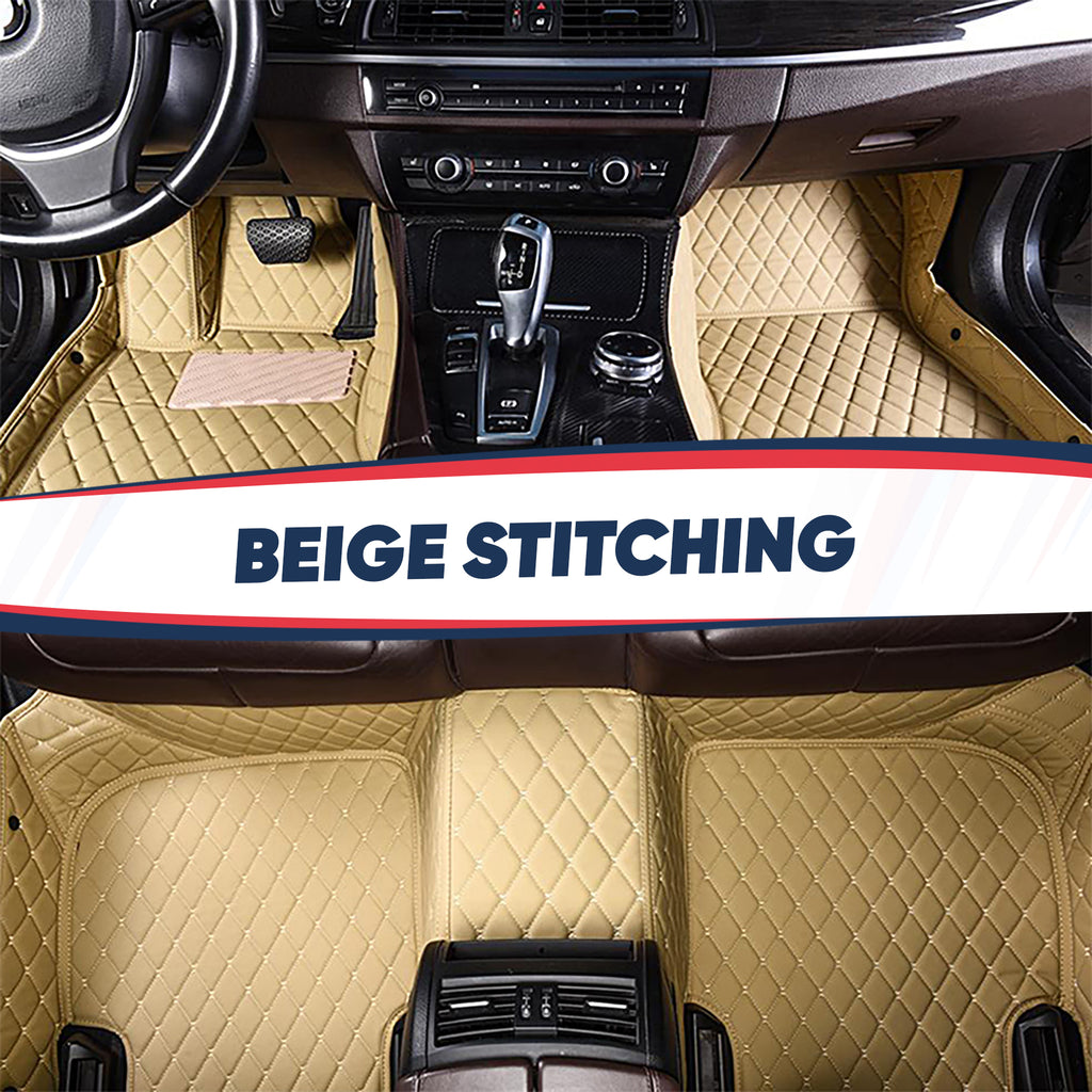 Beige Diamond Stitching Custom  Car Mats Set