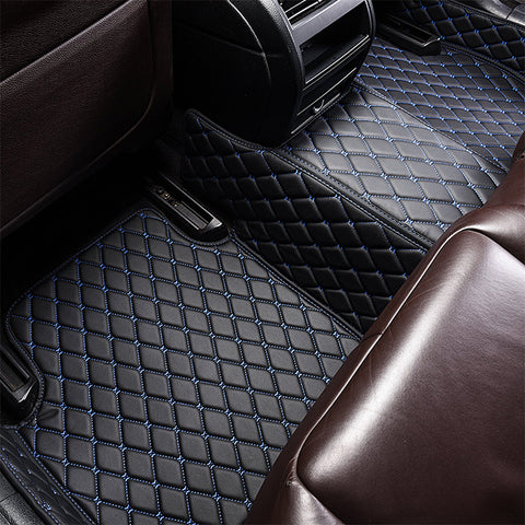 Black & Blue  Diamond Stitching Custom Car Floor Mats