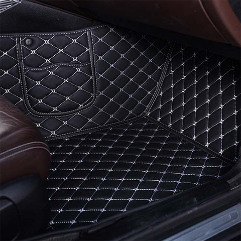 Black & White    Diamond Stitching Custom Car Floor Mats
