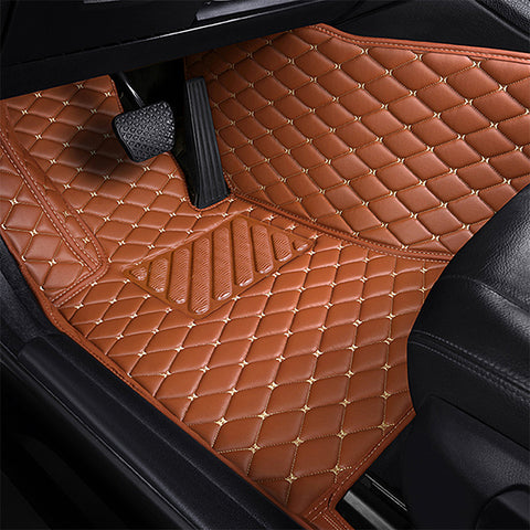 Light Brown   Diamond Stitching Custom Car Floor Mats