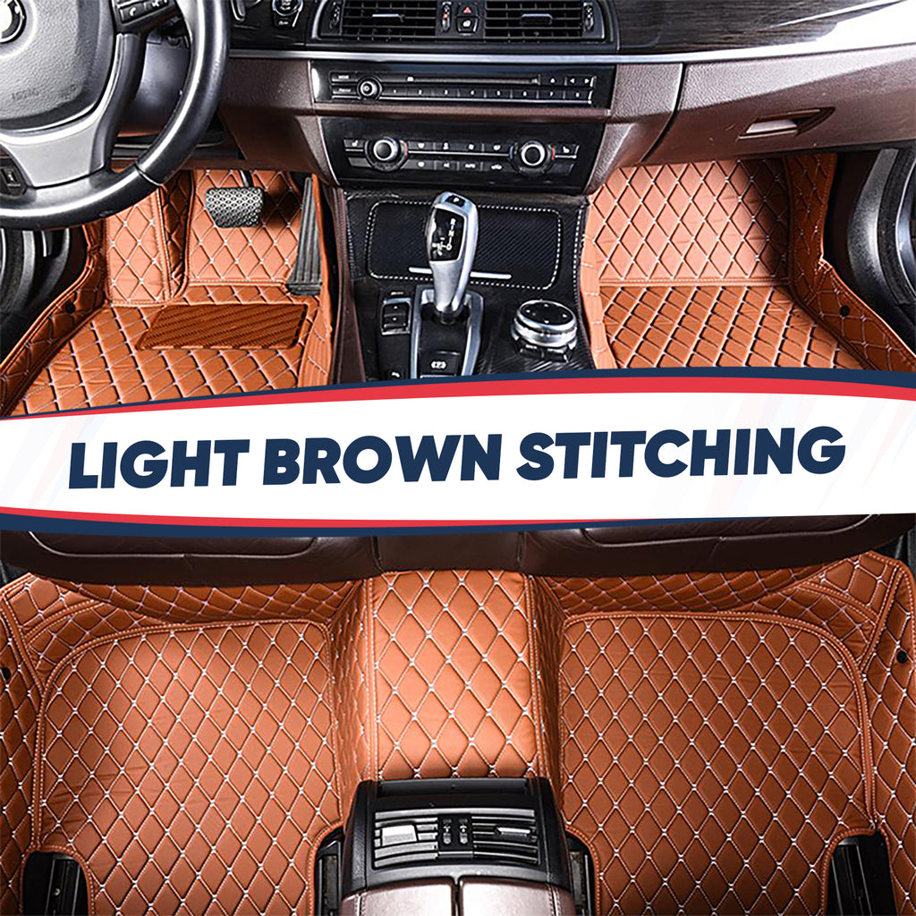 Light Brown  Diamond Stitching Custom Car Mats Set