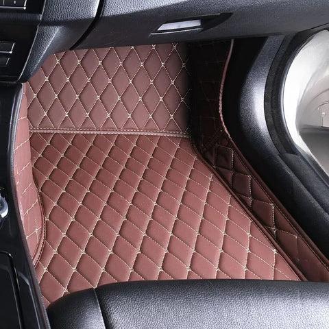 Dark Brown  Diamond Stitching Custom Car Floor Mats