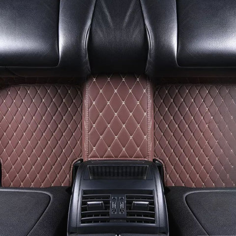 Dark Brown  Diamond Stitching Custom Car Floor Mats