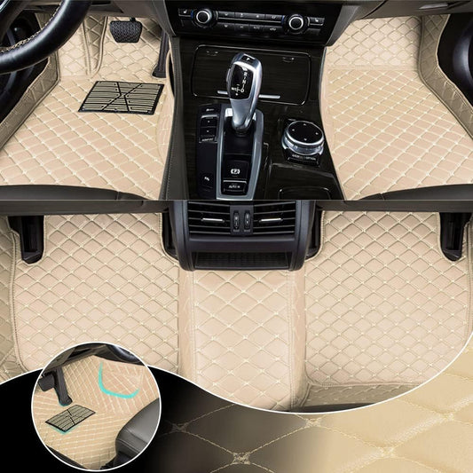 Nissan Rogue Floor Mats Beige Diamond Stitching Custom Car Mats Set interior - Accessories