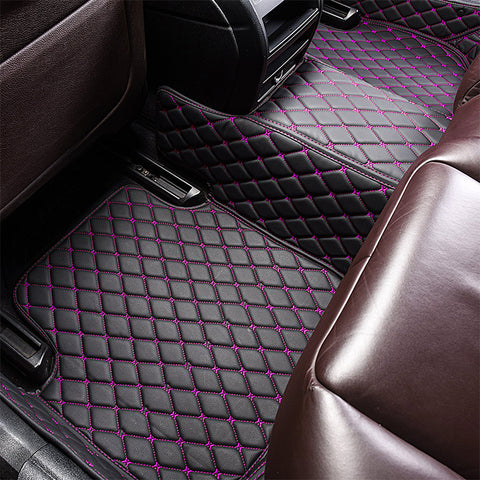 Black & Purple Diamond Stitching Custom Car Mats Set