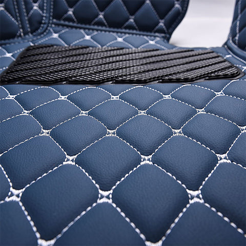 Blue and  Beige Lines   Diamond Stitching Custom Car Floor Mats
