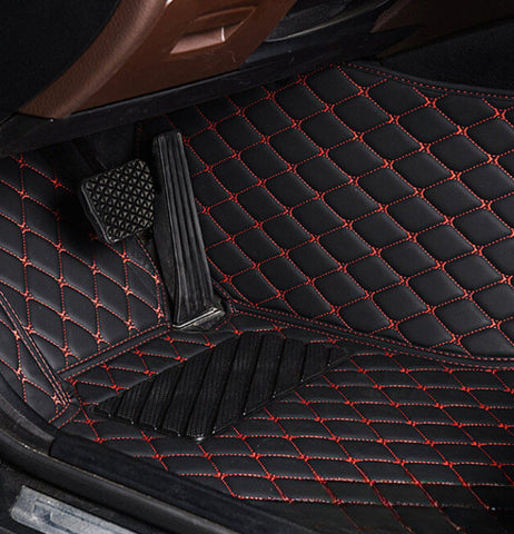 Black and Red  Diamond Stitching Custom Car Floor Mats